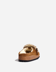 Birkenstock® Suede Buckley Clogs in Shearling TEA/NATURAL