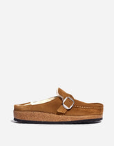 Birkenstock® Suede Buckley Clogs in Shearling TEA/NATURAL
