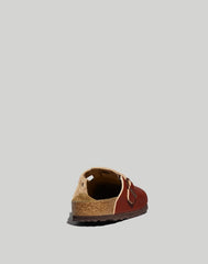 Birkenstock® Boston Textured Leather Soft Footbed Clogs ROAST