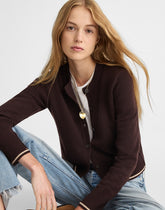 Cashmere Button-Front Cardigan Sweater MOLASSES COMBO
