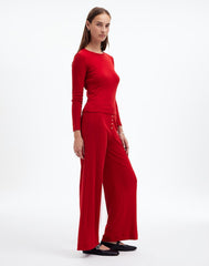 Madewell x LESET Pointelle Perfect Tee & Pant Set CHERRY