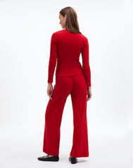 Madewell x LESET Pointelle Perfect Tee & Pant Set CHERRY