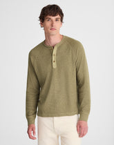 French Rib Knit Long-Sleeve Henley Tee HEATHER SAGEBRUSH