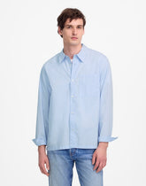 Straight-Hem Cotton Button-Up Shirt WHISPER BLUE