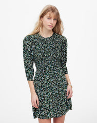 Smocked Mini Dress in Floral MEADOW DITSY BLACK