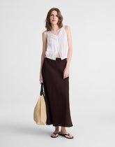 Maxi Slip Skirt in Linen COCOA