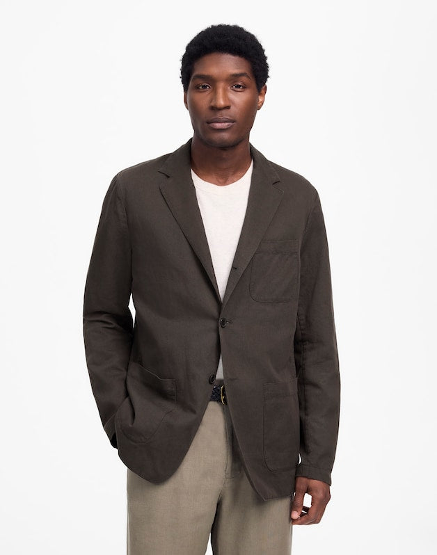 Unstructured Blazer in Cotton-Linen Blend SOFT CHARCOAL