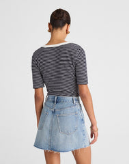 Raw-Hem Denim Mini Skirt in Kelleyville Wash KELLEYVILLE WASH