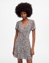 Button-Front Mini Dress in Floral ADELAIDE FLORAL HENNA