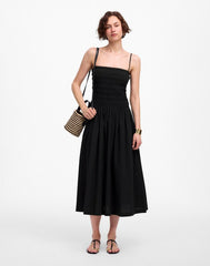 Petite Poplin Smocked Maxi Dress JET BLACK