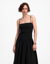 Petite Poplin Smocked Maxi Dress JET BLACK