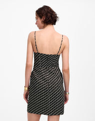 High-Neck Mini Dress in Dot SOFT CHARCOAL