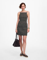 High-Neck Mini Dress in Dot SOFT CHARCOAL