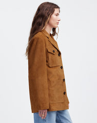 Long Chore Blazer in Suede AGED COGNAC