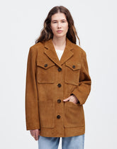 Long Chore Blazer in Suede AGED COGNAC
