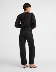 The Petite Darted Barrel-Leg Jean WASHED BLACK