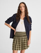 Smocked-Waist Mini Skirt in 100% Cotton FADED IVY