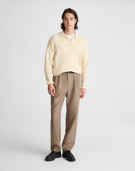 Johnny-Collar Sweater Polo in Heritage Merino Wool BISCUIT