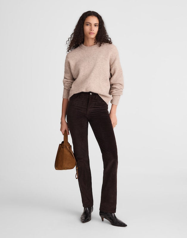 The Petite Longline Straight Pant in Corduroy BLACK WALNUT