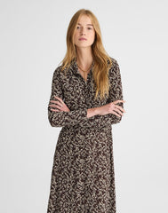 Ruched Midi Shirtdress BRIDGETTE SPOTS BROWN