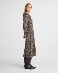 Ruched Midi Shirtdress BRIDGETTE SPOTS BROWN
