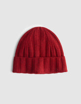 Ribbed Beanie in Heritage Merino Wool HEATHER GARNET