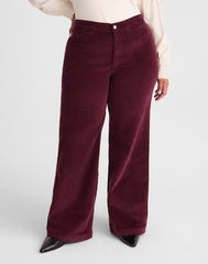 The Plus Wide-Leg Pant in Corduroy DARK POMEGRANATE