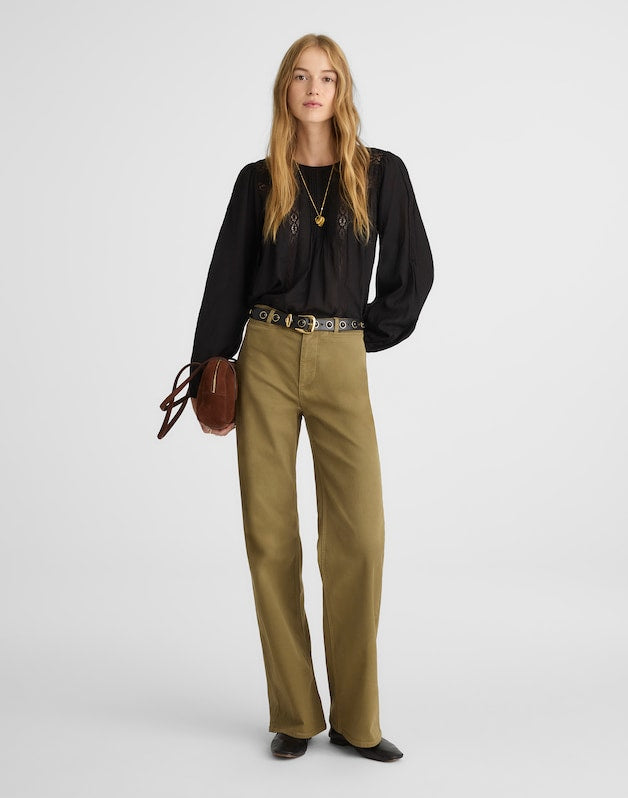 The Wide-Leg Pant in Twill GREEN KHAKI