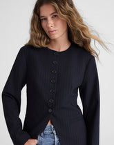 The Nolita Cutaway Blazer in Pinstripe DARK NAVY STRIPE