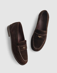 The Grayson Penny Loafer in Suede DARK CAROB