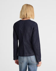 Denim Collarless Jacket in Rinse Wash RINSE WASH
