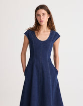 Denim Seamed Scoopneck Midi Dress PALMERTON WASH