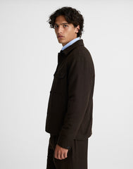 Patch-Pocket Shirt-Jacket in Wool Blend CHOCOLATE