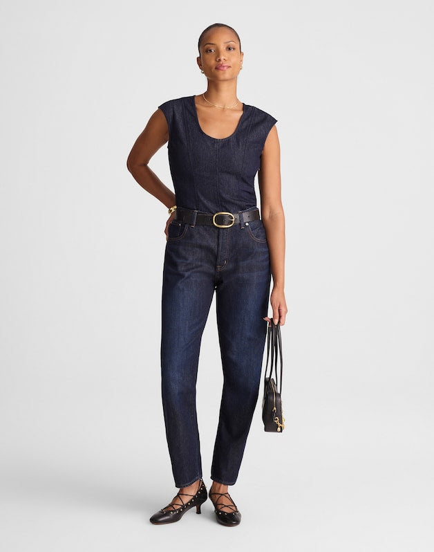 The Petite Curvy Dean Easy Straight Jean in SoftDrape FOUNDRY WASH