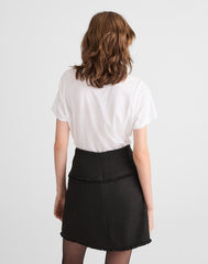 Fringed Overlay Mini Skirt BLACK TWEED BLEND