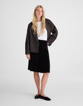 Pleated Midi Skirt in Velvet BLACK
