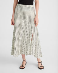 Side-Slit Midi Skirt LINEAR DOTS LIGHTHOUSE
