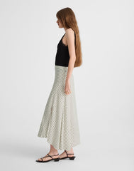 Side-Slit Midi Skirt LINEAR DOTS LIGHTHOUSE