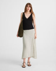 Side-Slit Midi Skirt LINEAR DOTS LIGHTHOUSE