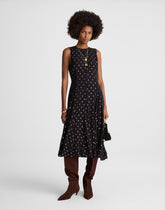 Sleeveless Flared Midi Dress CRINKLE ECOVERO LUREX