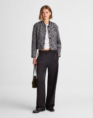 Raglan Bomber Jacket in Tweed NAVY WHITE MULTI