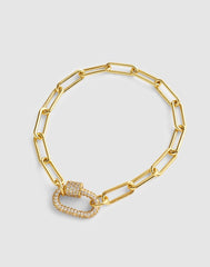 Pavé Carabiner Paperclip Chain Bracelet CLEAR