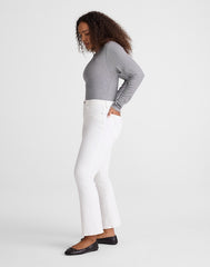 The Short Curvy Flare Crop Jean in Super Stretch Denim TILE WHITE