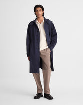 Hooded Officer Coat in Cotton Poplin DARK NAVY