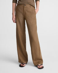 The Tall Zoe Relaxed Straight Pant in 100% Linen SAFARI KHAKI