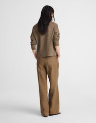 The Short Zoe Relaxed Straight Pant in 100% Linen SAFARI KHAKI