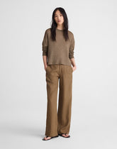 The Short Zoe Relaxed Straight Pant in 100% Linen SAFARI KHAKI