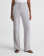 The Tall Zoe Relaxed Straight Pant in 100% Linen BLACK WHITE MINI STRIPE