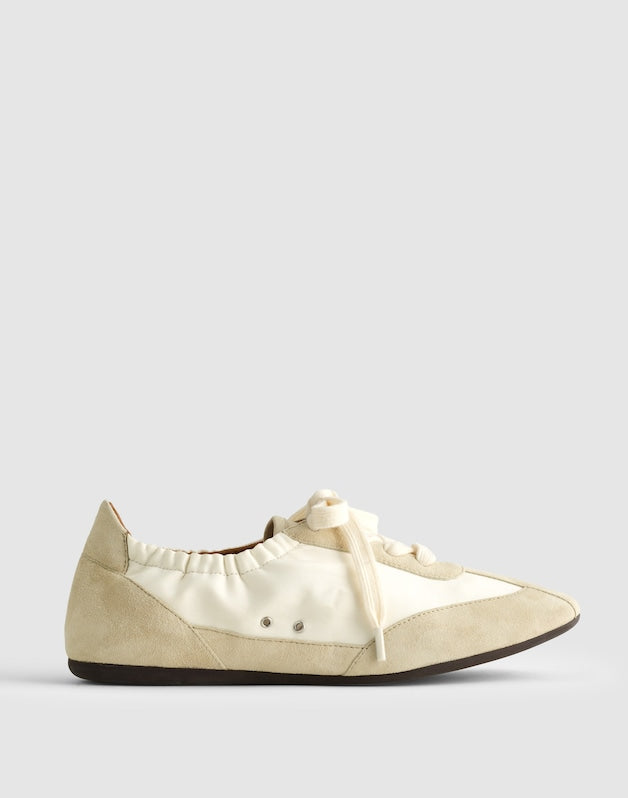 The Greta Ballet Sneaker in Nylon & Suede VINTAGE KHAKI MULTI