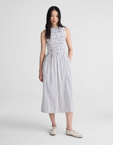 Boatneck Smocked Midi Dress WHITE